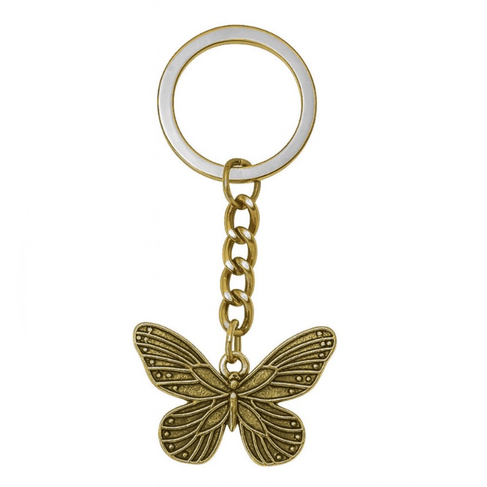 Gold Butterfly Keychain Charm | Vintage Style Key Ring Bag Charm